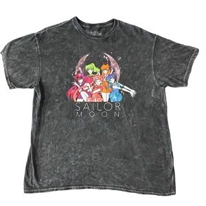 Sailor Moon T-Shirt Anime Short Sleeve Faded Black Size M